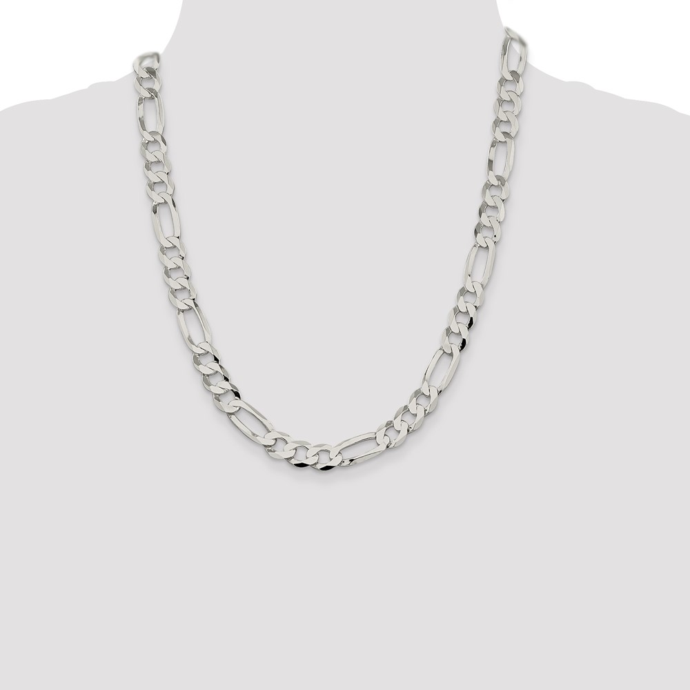 Sterling Silver 9.7mm Lightweight Flat Figaro Chain (QMB250-22)