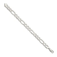Sterling Silver 9.7mm Lightweight Flat Figaro Chain view 2