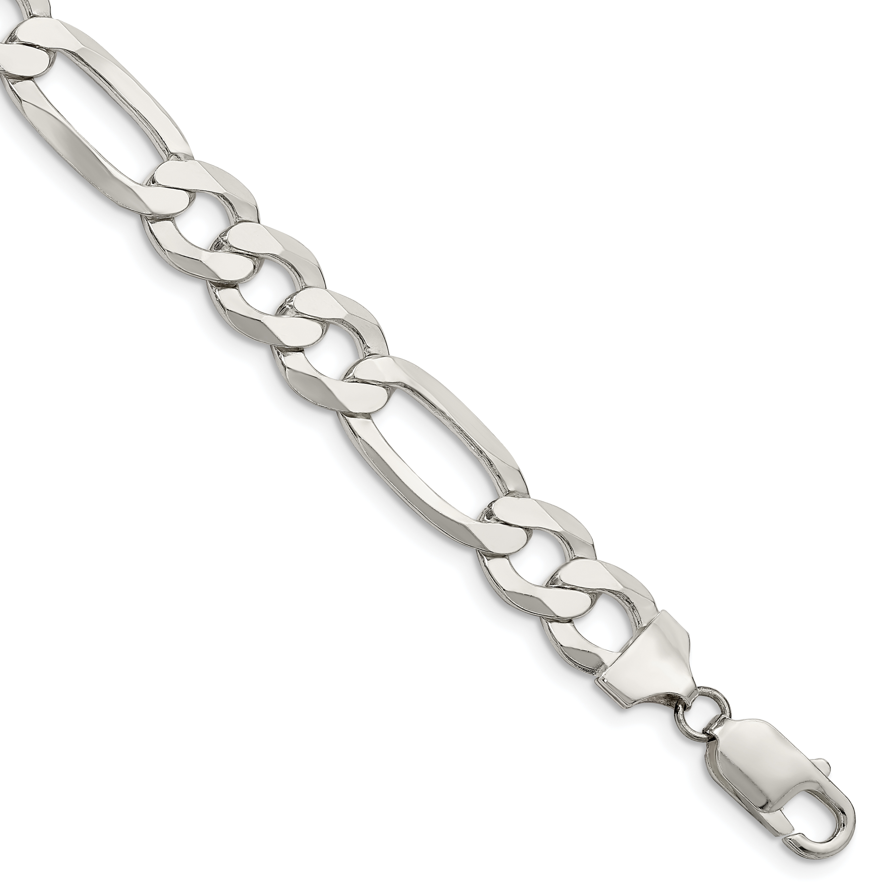 Sterling Silver 9.7mm Lightweight Flat Figaro Chain (QMB250-8)