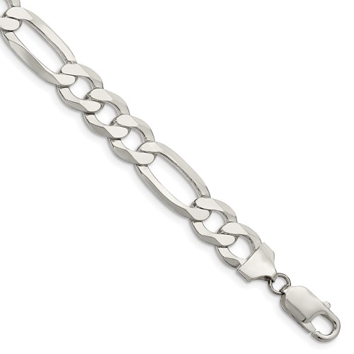 Sterling Silver 9.7mm Lightweight Flat Figaro Chain