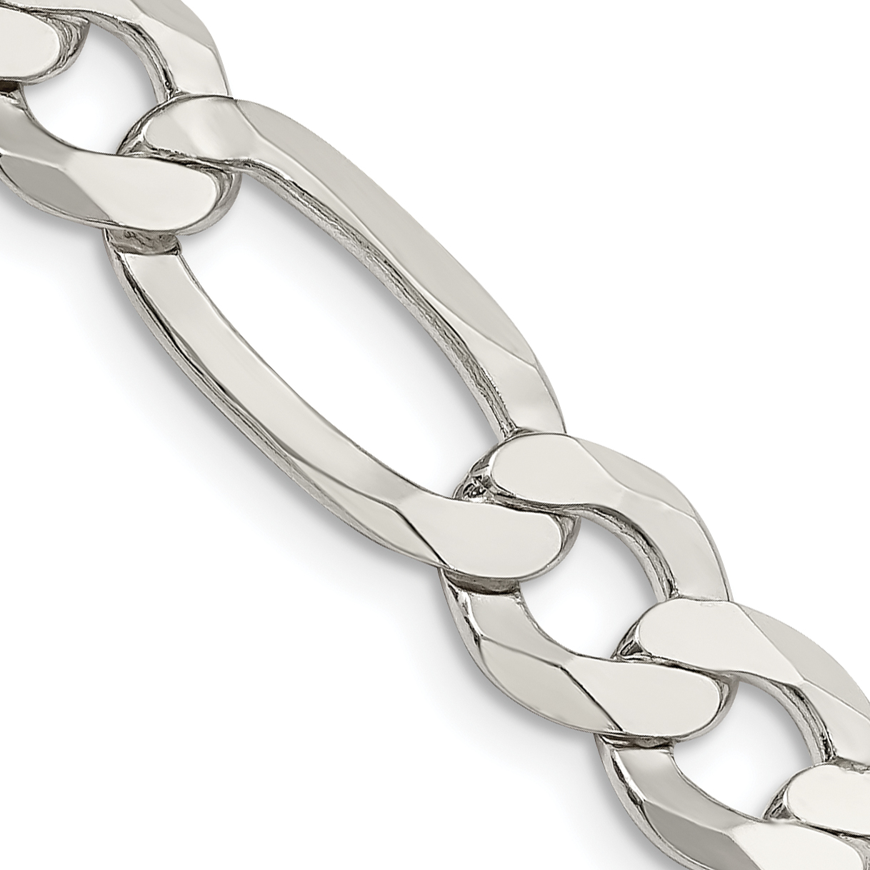Sterling Silver 9.7mm Lightweight Flat Figaro Chain (QMB250-18)