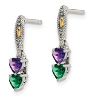 Sterling Silver Antiqued Earring with 14K 2-stone Mother's view 3