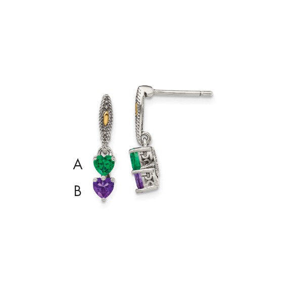 Sterling Silver and 14k Birthstone Mother's Earring