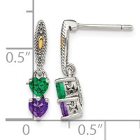 Sterling Silver Antiqued Earring with 14K 2-stone Mother's view 5