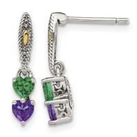 Sterling Silver Antiqued Earring with 14K 2-stone Mother's view 2