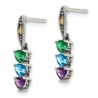 Sterling Silver Antiqued Earring with 14K 3-stone Mother's view 3