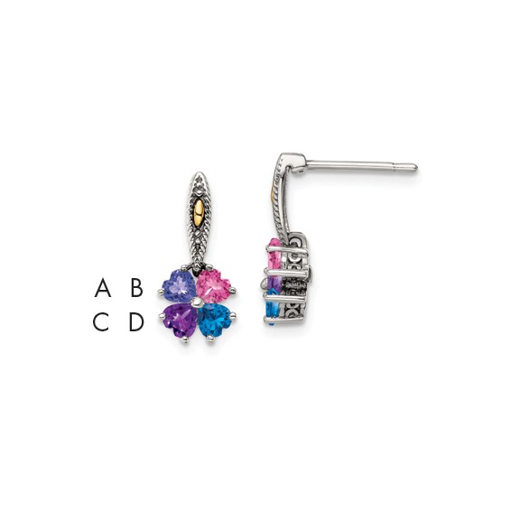 Sterling Silver and 14k Birthstone Mother's Earring Mounting