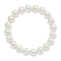 Majestik 10-11mm White Imitation Shell Pearl Stretch Bracelet view 2