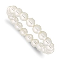 Majestik 10-11mm White Imitation Shell Pearl Stretch Bracelet view 1