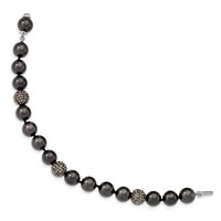 Sterling Silver Majestik Rhod-plated 10-11mm Blk Shell Crystal Bracelet view 2