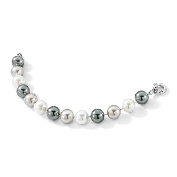 Majestik Sterling Silver Rhodium-plated 12-13mm Multi-color Imitation Shell Pearl Hand-knotted Bracelet