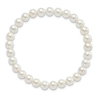 Majestik 7-8mm White Imitation Shell Pearl Stretch Bracelet view 2