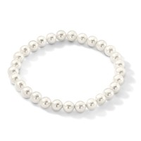 Majestik 7-8mm White Imitation Shell Pearl Stretch Bracelet view 5