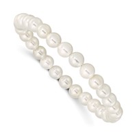 Majestik 7-8mm White Imitation Shell Pearl Stretch Bracelet view 1