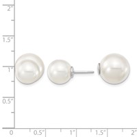 Sterling Silver Rhodium-plated 10-11mm and 11-12mm White Earrings with White Imitation Shell Pearl Front Back Post view 4