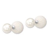 Majestik Sterling Silver Rhodium-plated 11-12mm and 15-16mm White Earrings with White Imitation Shell Pearl Front Back Post view 2