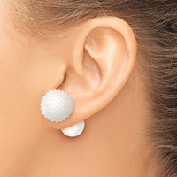 Majestik Sterling Silver Rhodium-plated 11-12mm and 15-16mm White Earrings with White Imitation Shell Pearl Front Back Post view 4