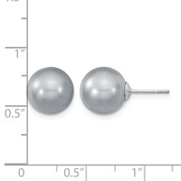 Majestik Sterling Silver Rhodium-plated 10-11mm Grey Imitation Shell Pearl Stud Earrings view 4