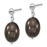 Sterling S Majestik Rh-pl10-11mm Blk Rice Imitat Shell Pearl Post Dangle Ea view 2