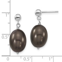 Sterling S Majestik Rh-pl10-11mm Blk Rice Imitat Shell Pearl Post Dangle Ea view 3