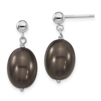 Sterling S Majestik Rh-pl10-11mm Blk Rice Imitat Shell Pearl Post Dangle Ea view 1