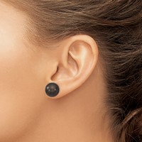 Majestik Sterling Silver Rhodium-plated 12-13mm Black Imitation Shell Pearl Stud Earrings view 3