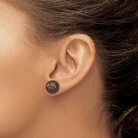 Majestik Sterling Silver Rhodium-plated 12-13mm Brown Imitation Shell Pearl Stud Earrings view 3