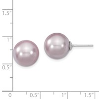 Majestik Sterling Silver Rhodium-plated 12-13mm Purple Imitation Shell Pearl Stud Earrings view 4