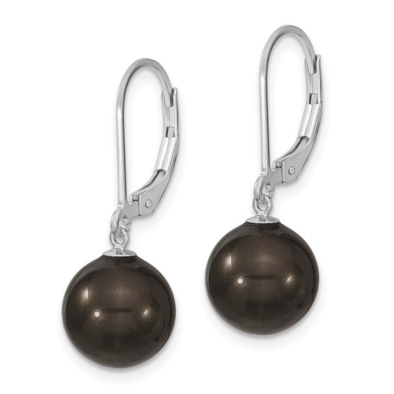 Sterling Silver Majestik Imitation Shell Pearl Leverback Earrings