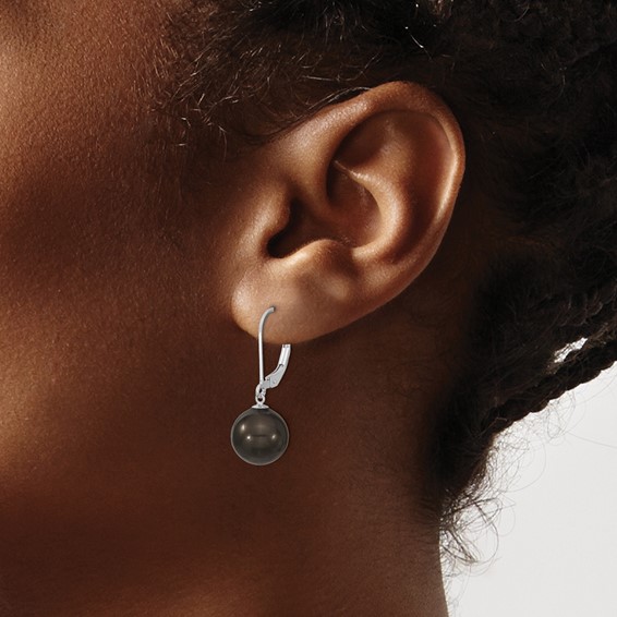 Sterling Silver Majestik Imitation Shell Pearl Leverback Earrings