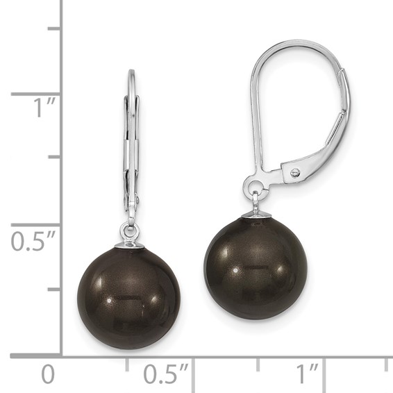 Sterling Silver Majestik Imitation Shell Pearl Leverback Earrings