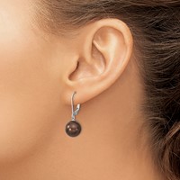 Majestik Sterling Silver Rhodium-plated 10-11mm Brown Imitation Shell Pearl Leverback Dangle Earrings view 3