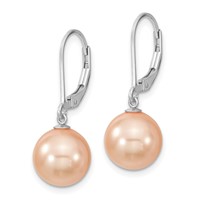 Majestik Sterling Silver Rhodium-plated 10-11mm Pink Imitation Shell Pearl Leverback Dangle Earring view 2