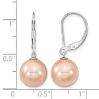 Majestik Sterling Silver Rhodium-plated 10-11mm Pink Imitation Shell Pearl Leverback Dangle Earring view 4