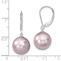 Majestik Sterling Silver Rhodium-plated 12-13mm Purple Imitation Shell Pearl Leverback Dangle Earrings view 4