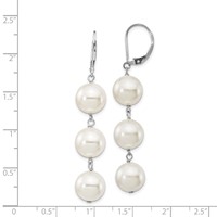 Majestik Sterling Silver Rhodium-plated 10-11mm Imitation Shell Pearl Dangle Earrings view 4