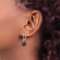 Majestik Sterling Silver Rhodium-plated 8-9mm Black Imitation Shell Pearl Leverback Dangle Earrings view 3
