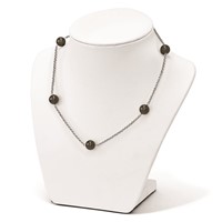 Sterling Silver Majestik 10-11mm Black Shell Bead 7 Station Necklace view 3