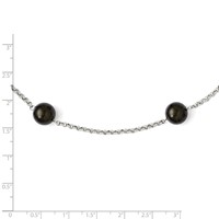 Sterling Silver Majestik 10-11mm Black Shell Bead 7 Station Necklace view 4
