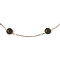 Sterling Silver Majestik 10-11mm Black Shell Bead 7 Station Necklace view 1
