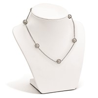 Sterling Silver Majestik 10-11mm Grey Shell Bead 7 Station Necklace view 3