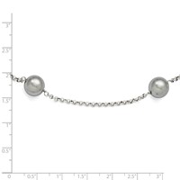 Sterling Silver Majestik 10-11mm Grey Shell Bead 7 Station Necklace view 4