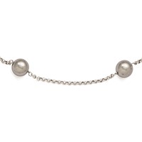 Sterling Silver Majestik 10-11mm Grey Shell Bead 7 Station Necklace view 1