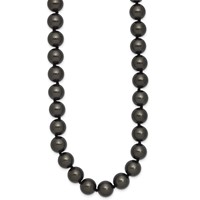 Sterling Silver Rhodium-plated 10-11mm Black Imitation Shell Pearl Hand-knotted Necklace, 18" view 2