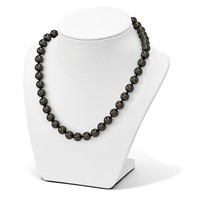 Sterling Silver Rhodium-plated 10-11mm Black Imitation Shell Pearl Hand-knotted Necklace, 18" view 3