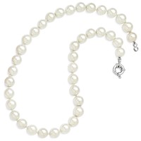 Sterling Silver Rhodium-plated 10-11mm White Shell Pearl Hand-knotted Necklace, 18" view 2