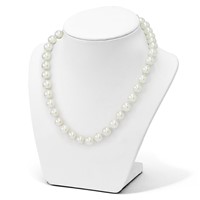 Sterling Silver Rhodium-plated 10-11mm White Shell Pearl Hand-knotted Necklace, 18" view 3