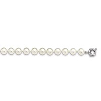 Sterling Silver Rhodium-plated 10-11mm White Shell Pearl Hand-knotted Necklace, 18" view 1