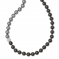 Majestik 10-11mm Black Grey Imitation Shell Pearl Crystal Slip-on Hand-knotted Necklace view 2