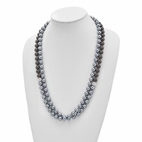 Majestik 10-11mm Black Grey Imitation Shell Pearl Crystal Slip-on Hand-knotted Necklace view 3